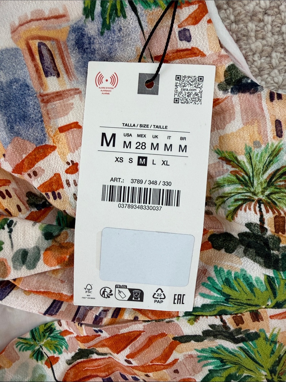 Zara White Multi Tropical Knot-Front Crop Top - Picture 3 of 5